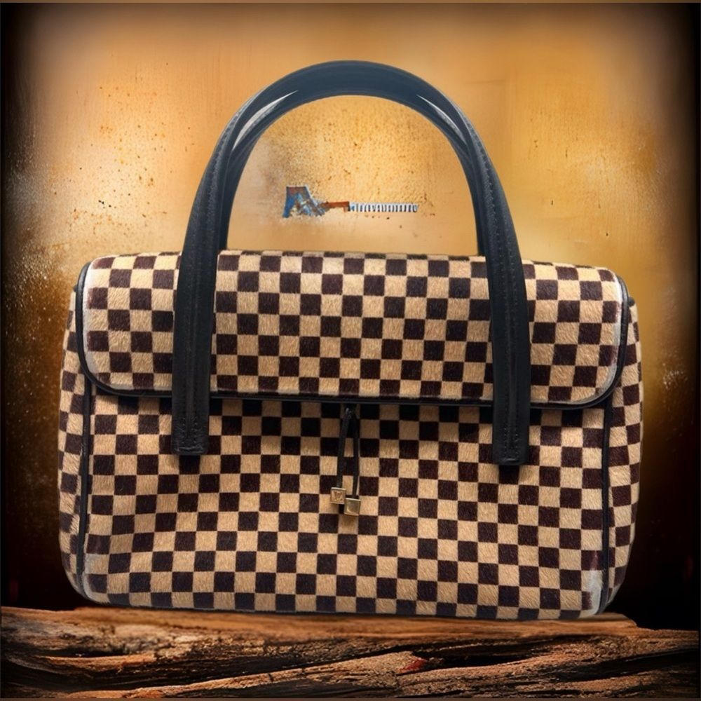 AUTH LOUIS VUITTON DAMIER SAUVAGE PONY HAIR BAG