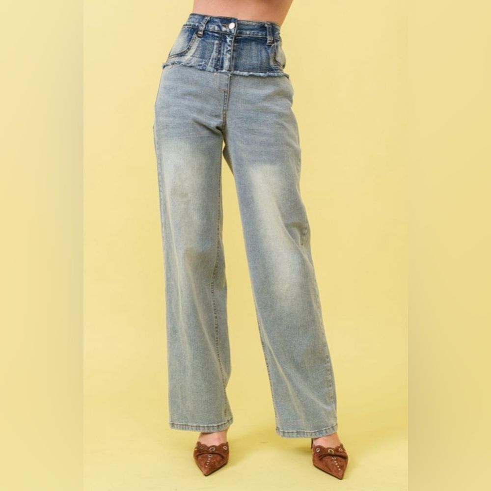 JEANS- DOUBLE CONTRASTING WAIST BAND