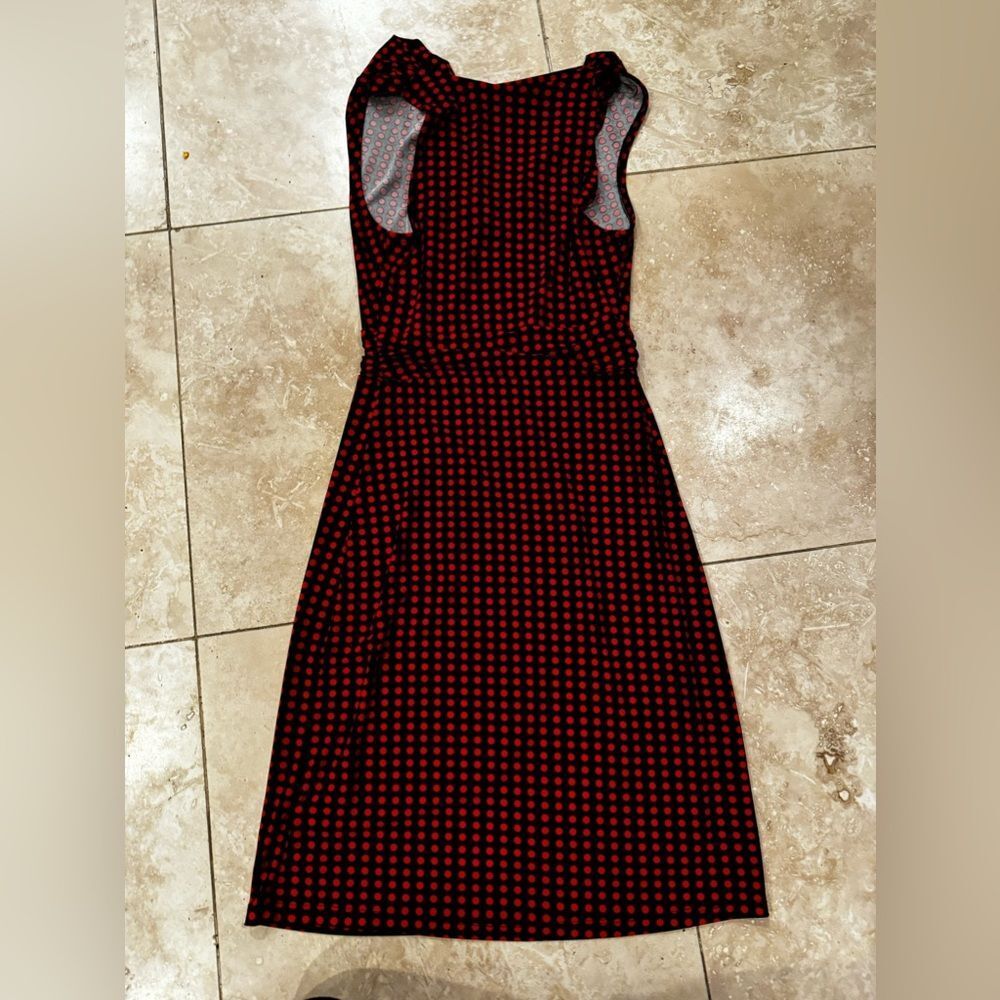 VERONICA M Red Polkadot Midi Dress XS