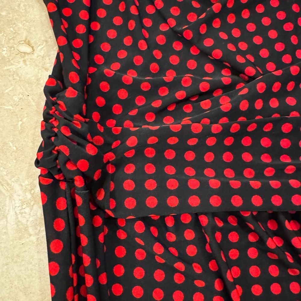 VERONICA M Red Polkadot Midi Dress XS