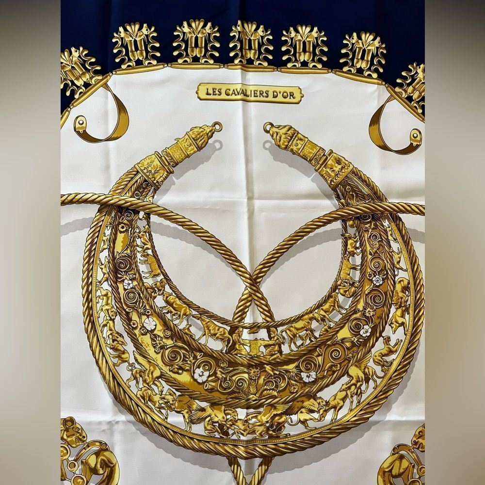 AUTH HERMES SILK SCARF- Les Cavaliers D’Or