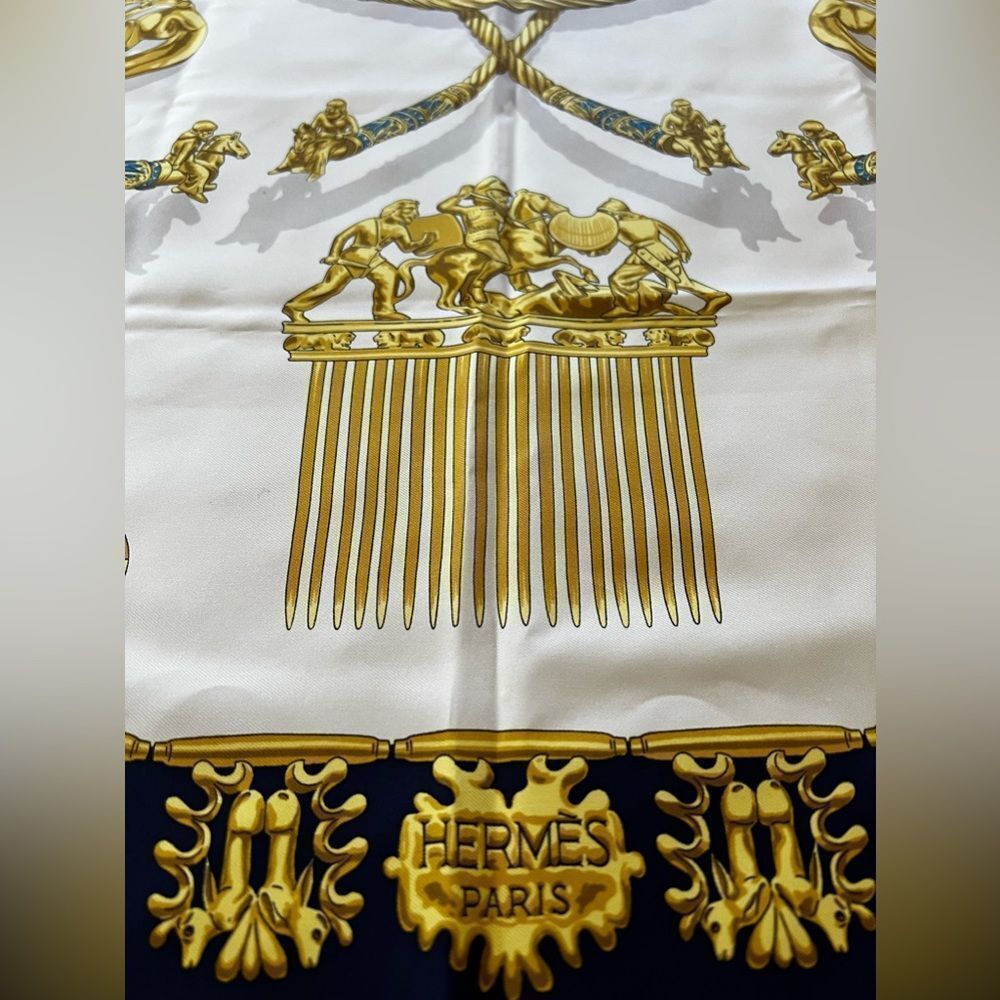 AUTH HERMES SILK SCARF- Les Cavaliers D’Or