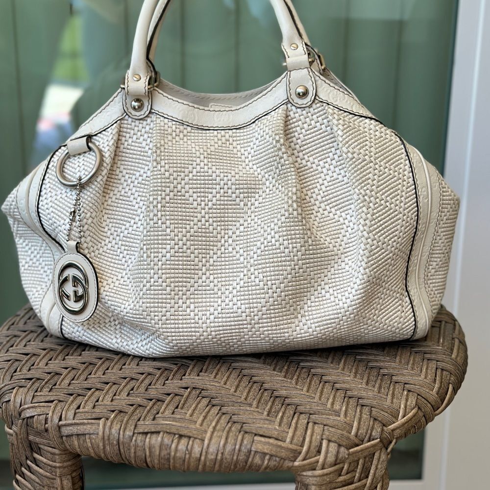 AUTH GUCCI HANDBAG WHITE