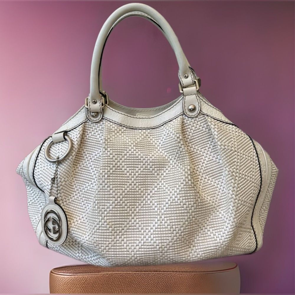 AUTH GUCCI HANDBAG WHITE
