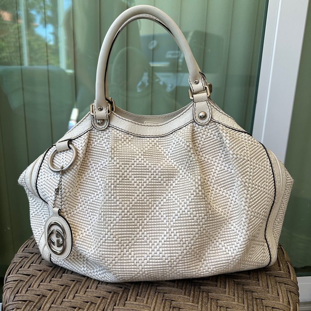AUTH GUCCI HANDBAG WHITE