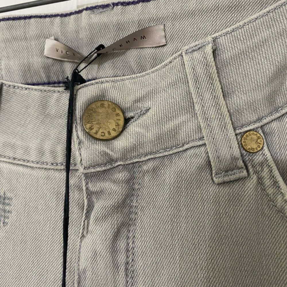 NWT ASO VICTORIA BECKHAM Distressed Diamond Panel Skinny Jeans 25 Celeb