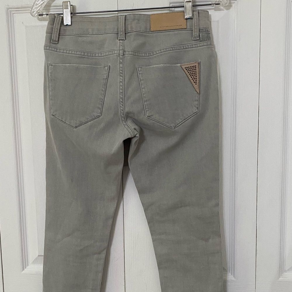 NWT ASO VICTORIA BECKHAM Distressed Diamond Panel Skinny Jeans 25 Celeb