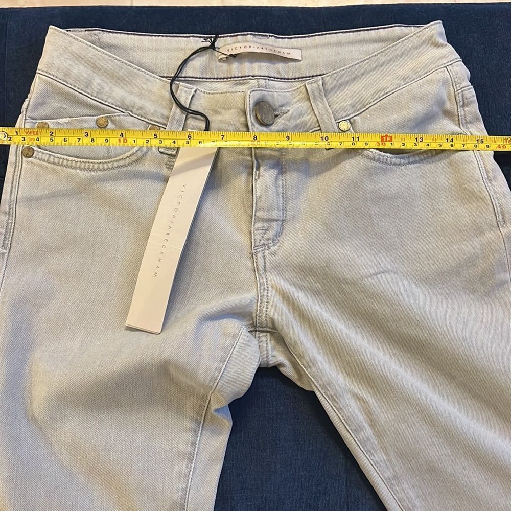 NWT ASO VICTORIA BECKHAM Distressed Diamond Panel Skinny Jeans 25 Celeb