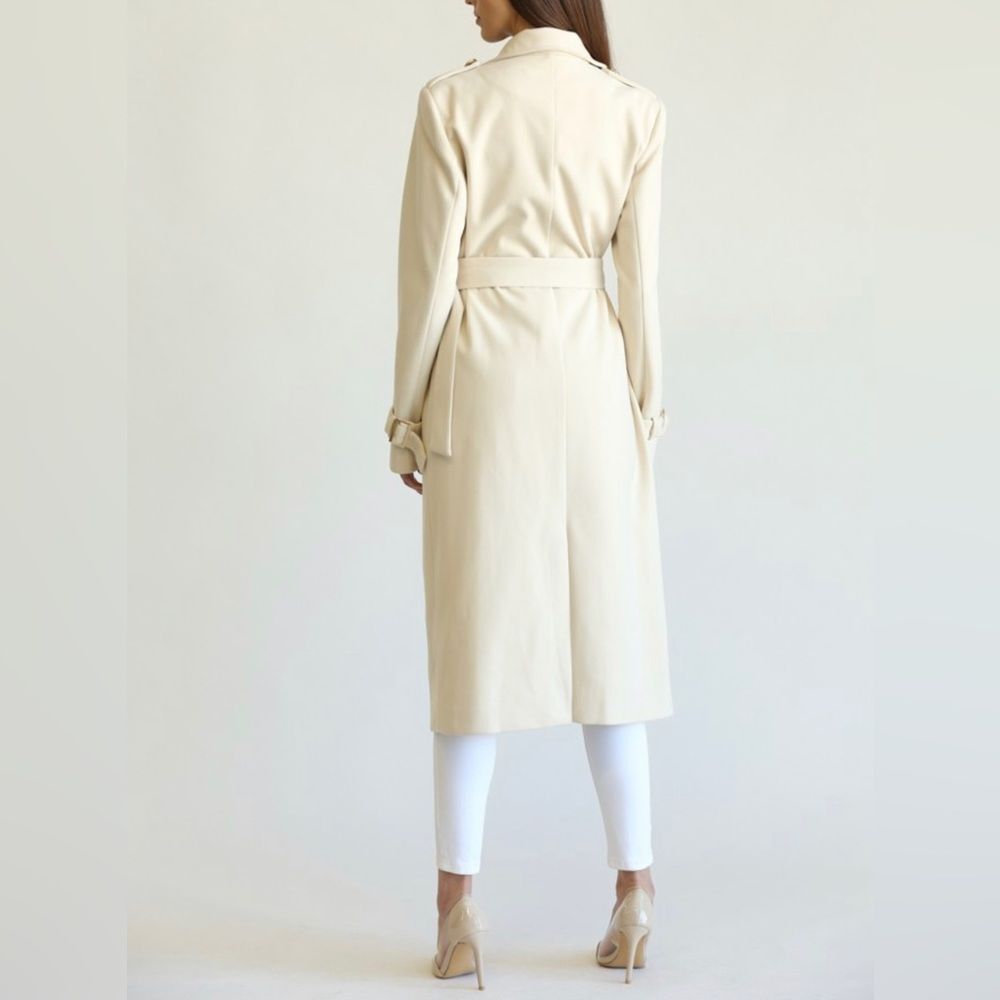 Ioana Gold Buttons Trench Coat in Beige
