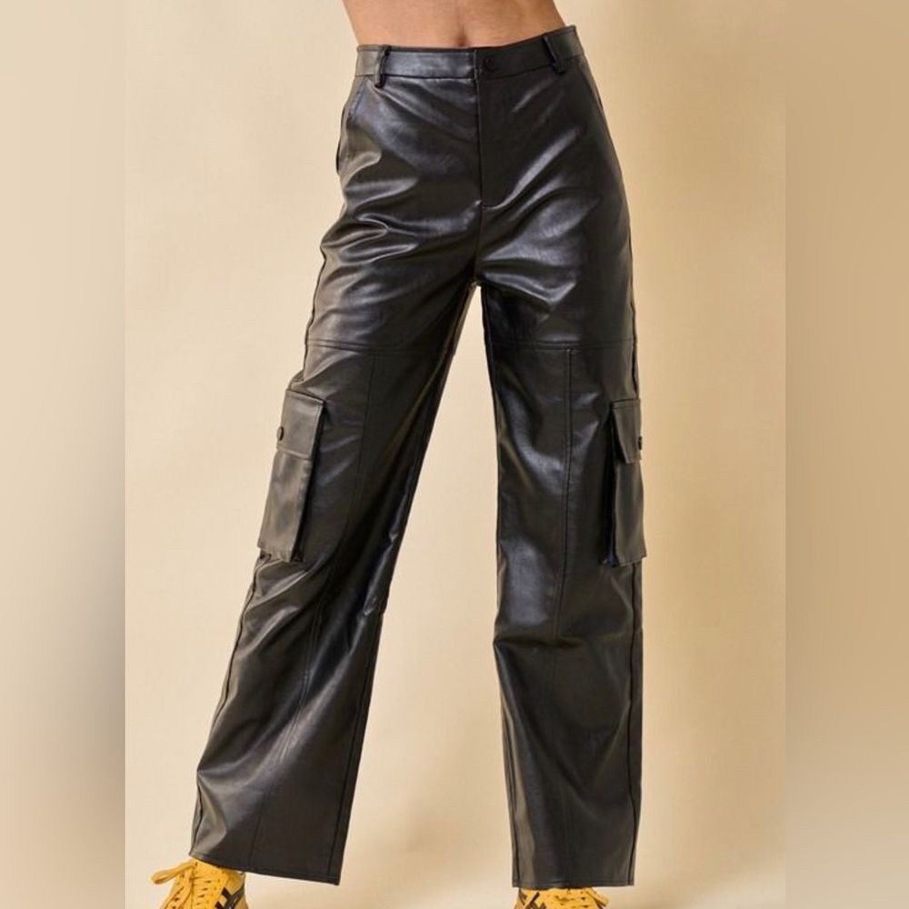 Luna Faux Leather Cargo Pants