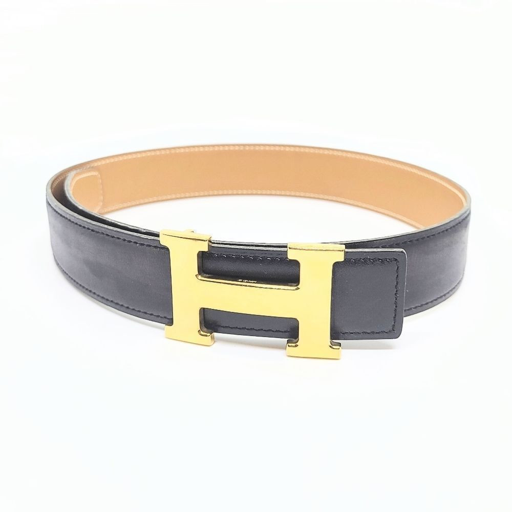 HERMES Brown/Black Gold Buckle 65 Y Constance Reversible Belt