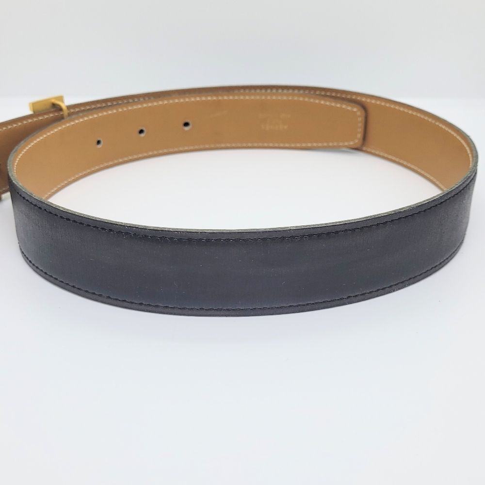 HERMES Brown/Black Gold Buckle 65 Y Constance Reversible Belt