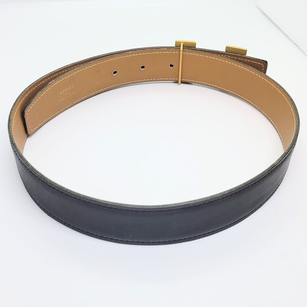 HERMES Brown/Black Gold Buckle 65 Y Constance Reversible Belt