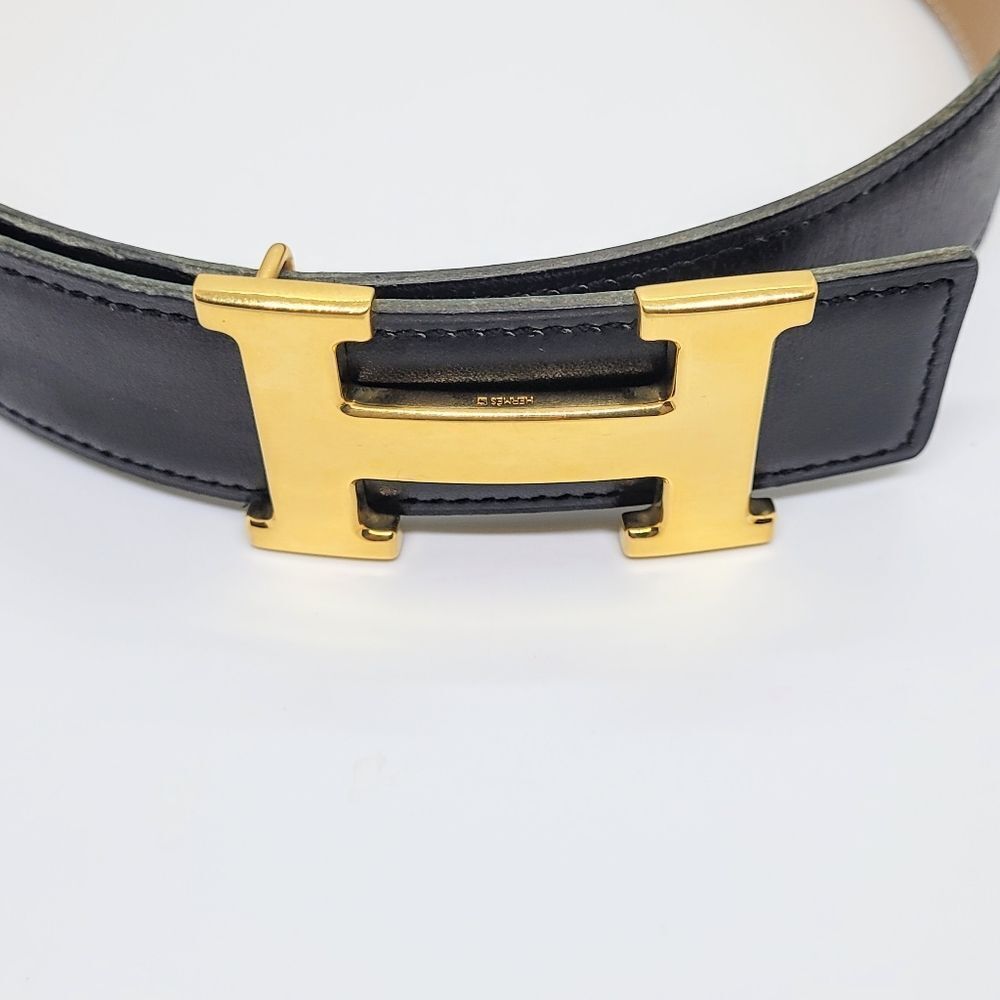 HERMES Brown/Black Gold Buckle 65 Y Constance Reversible Belt