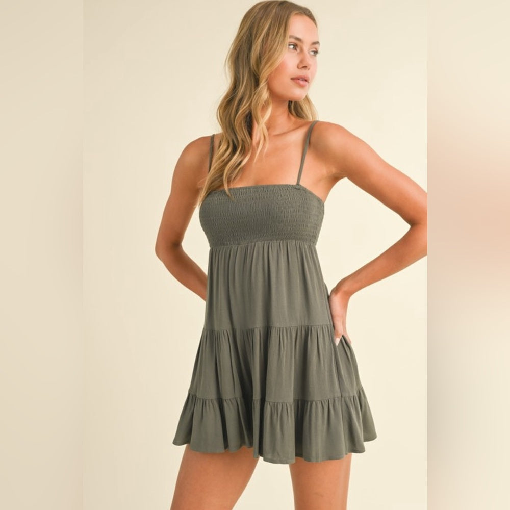 JULIET TIERED, SMOCKED FLOWY ROMPER