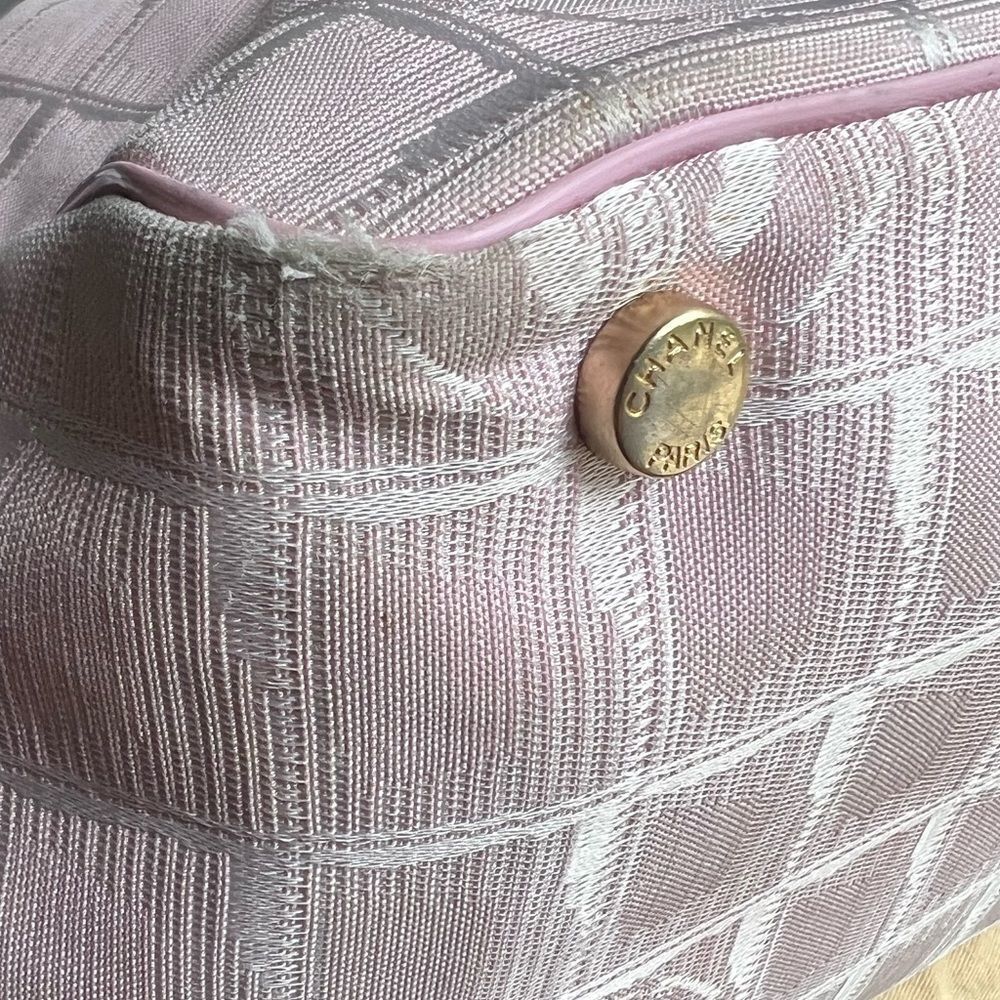 AUTH CHANEL PINK CLOTH TOTE BAG