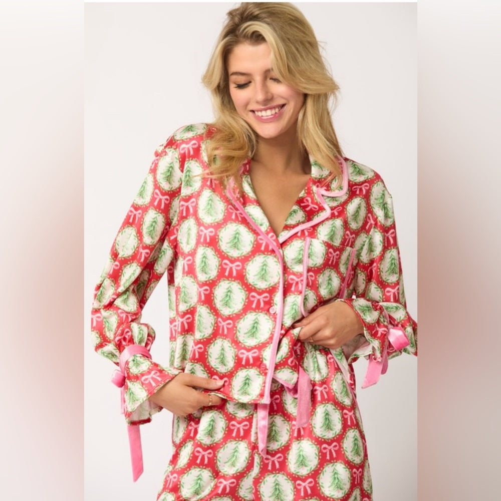 SATIN CHRISTMAS TREE AND BOW PJS