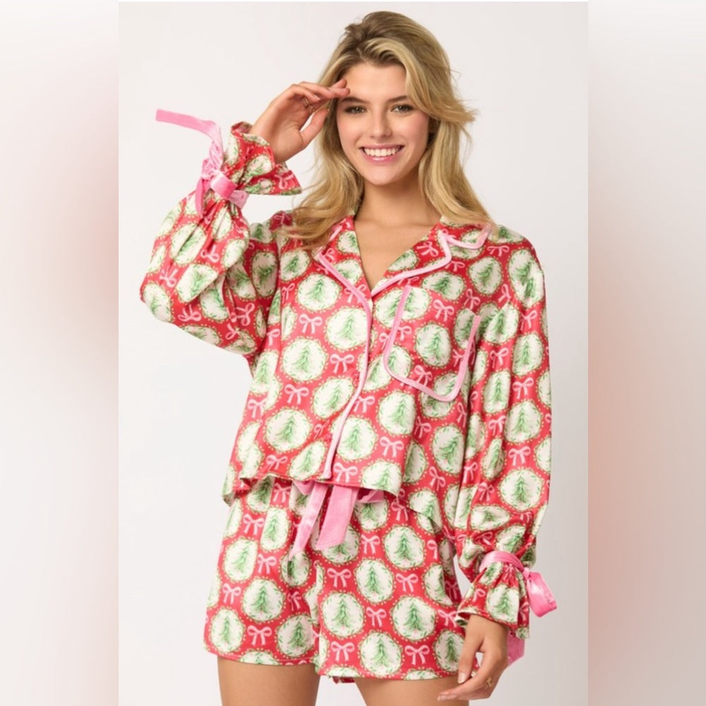 SATIN CHRISTMAS TREE AND BOW PJS