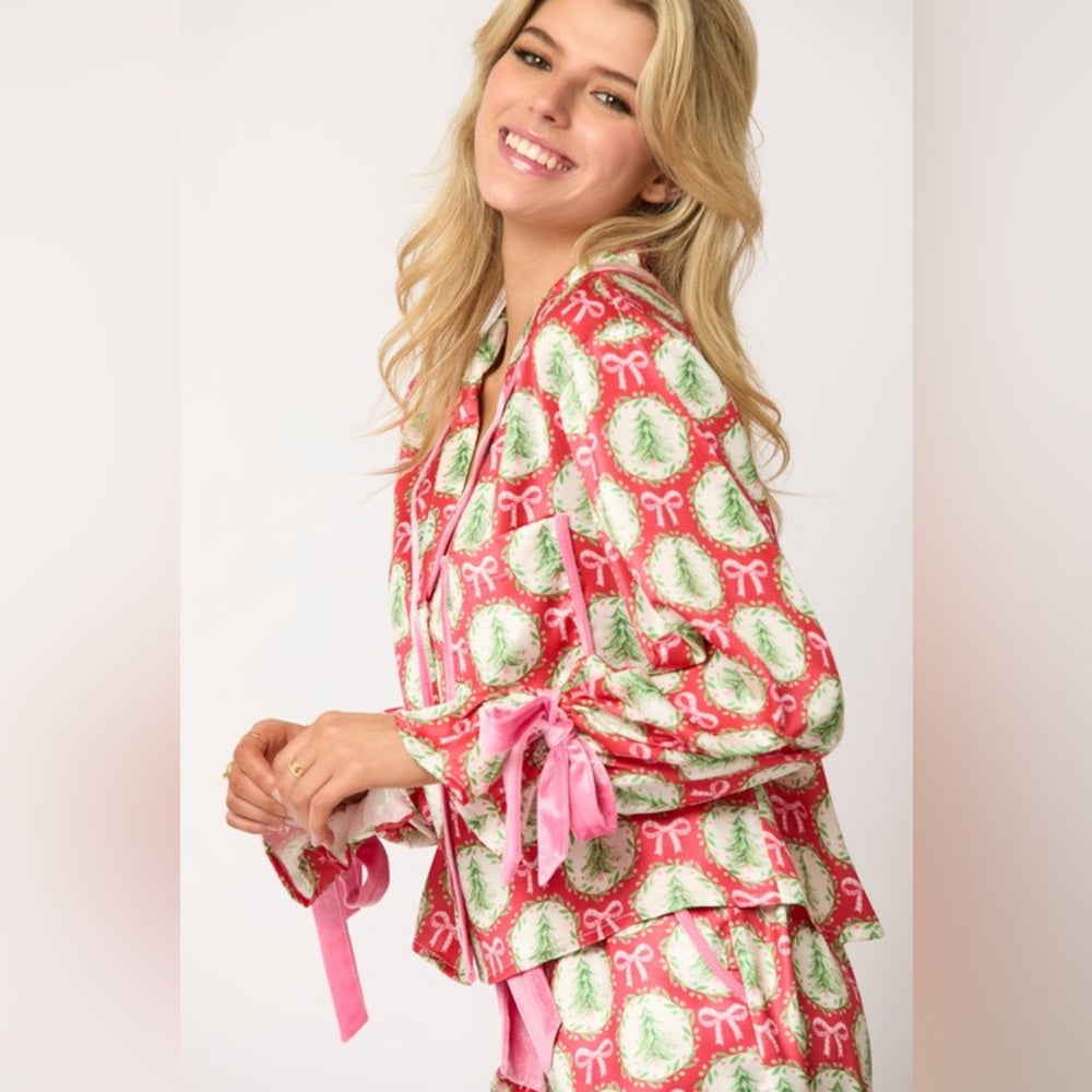SATIN CHRISTMAS TREE AND BOW PJS