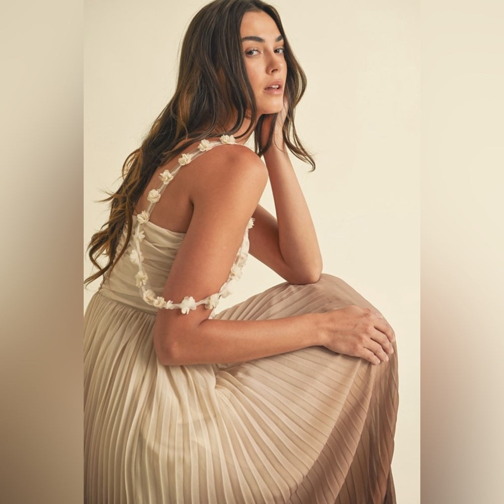 OMBRÉ PLEATED MAXI DRESS