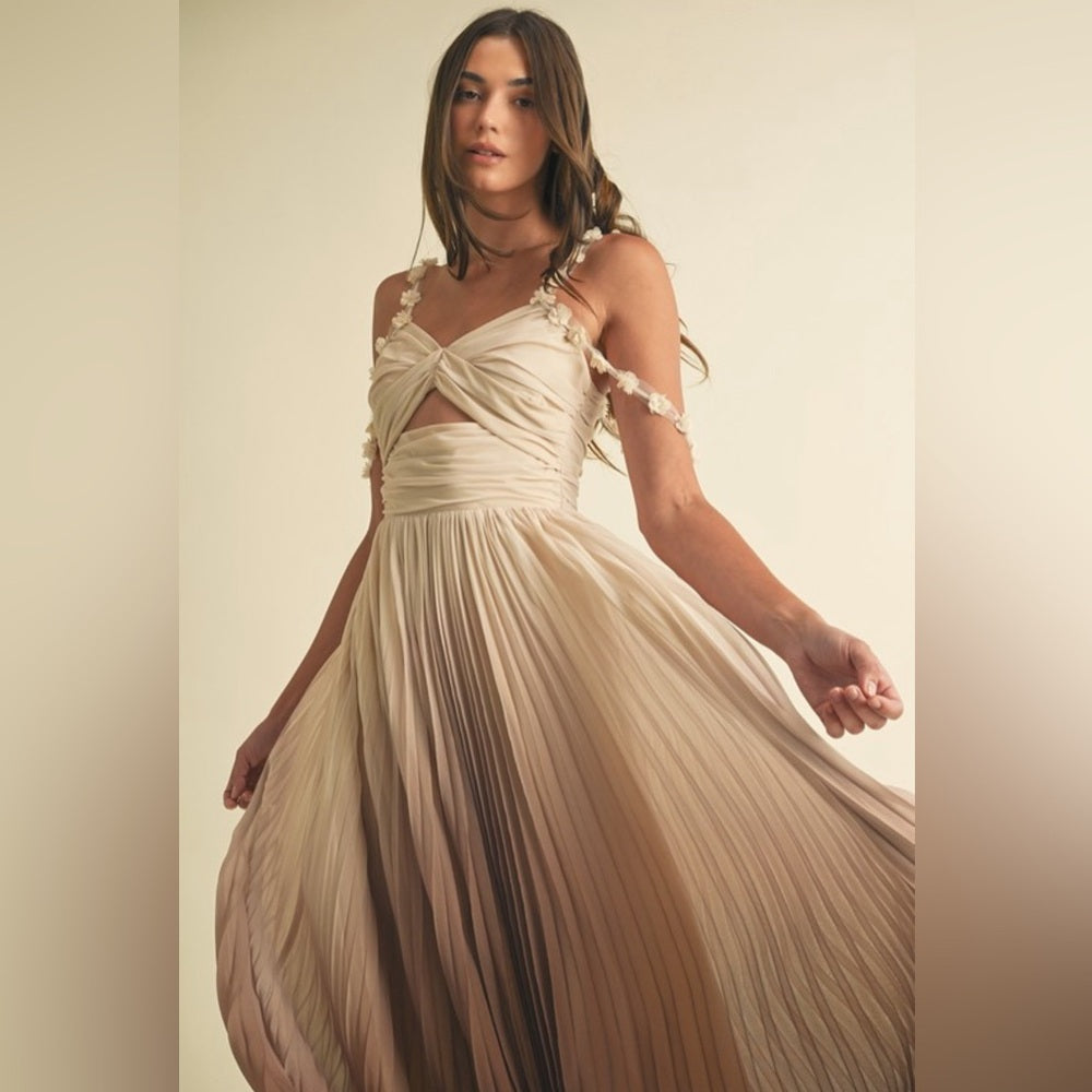 OMBRÉ PLEATED MAXI DRESS