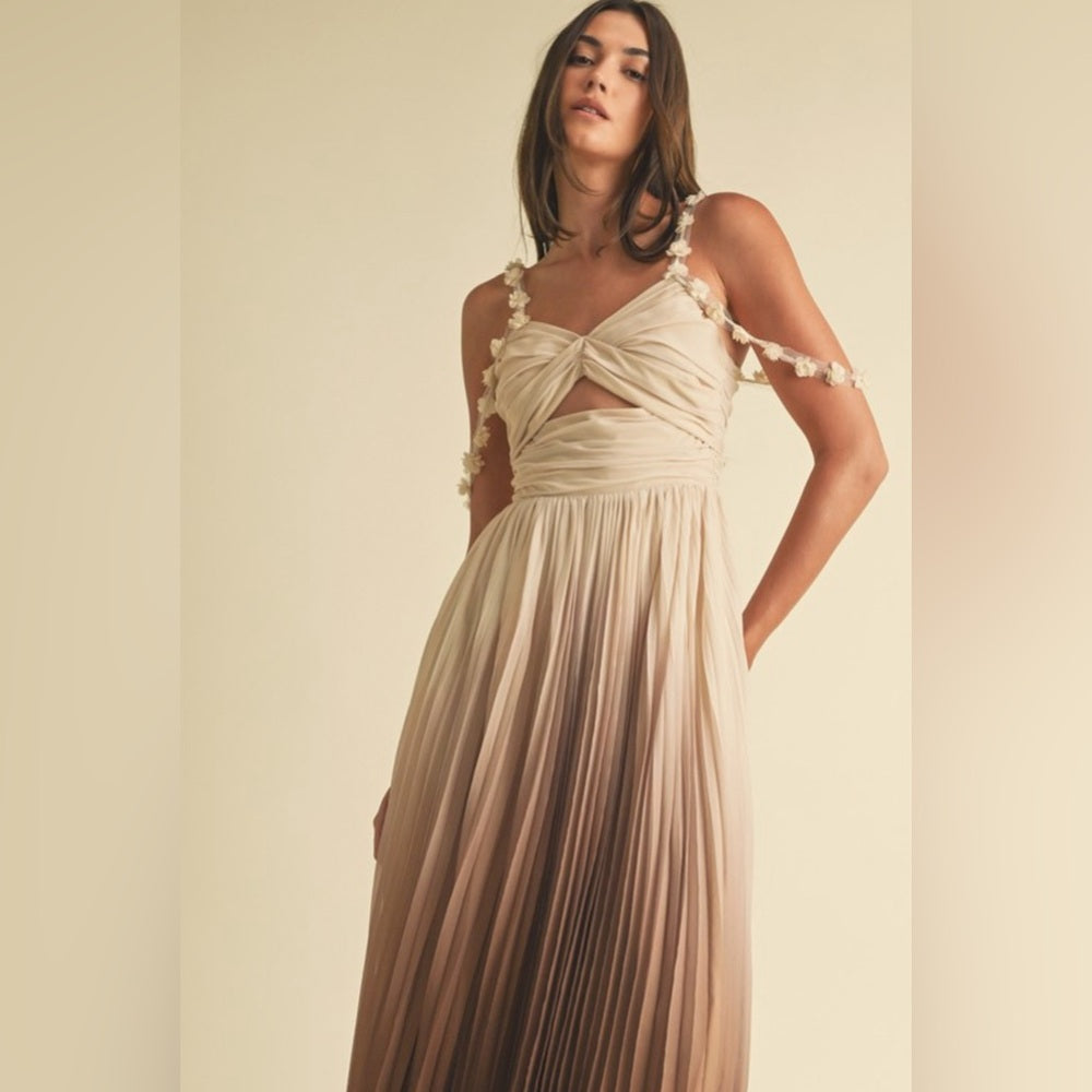 OMBRÉ PLEATED MAXI DRESS