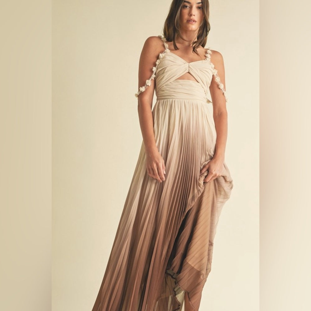 OMBRÉ PLEATED MAXI DRESS