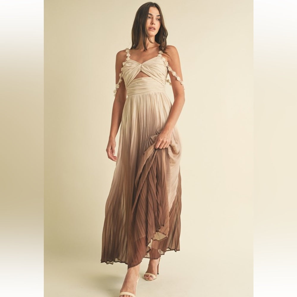 OMBRÉ PLEATED MAXI DRESS