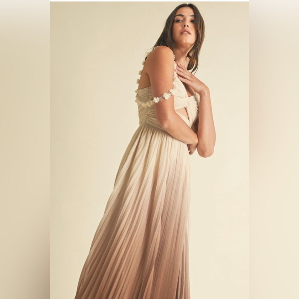 OMBRÉ PLEATED MAXI DRESS