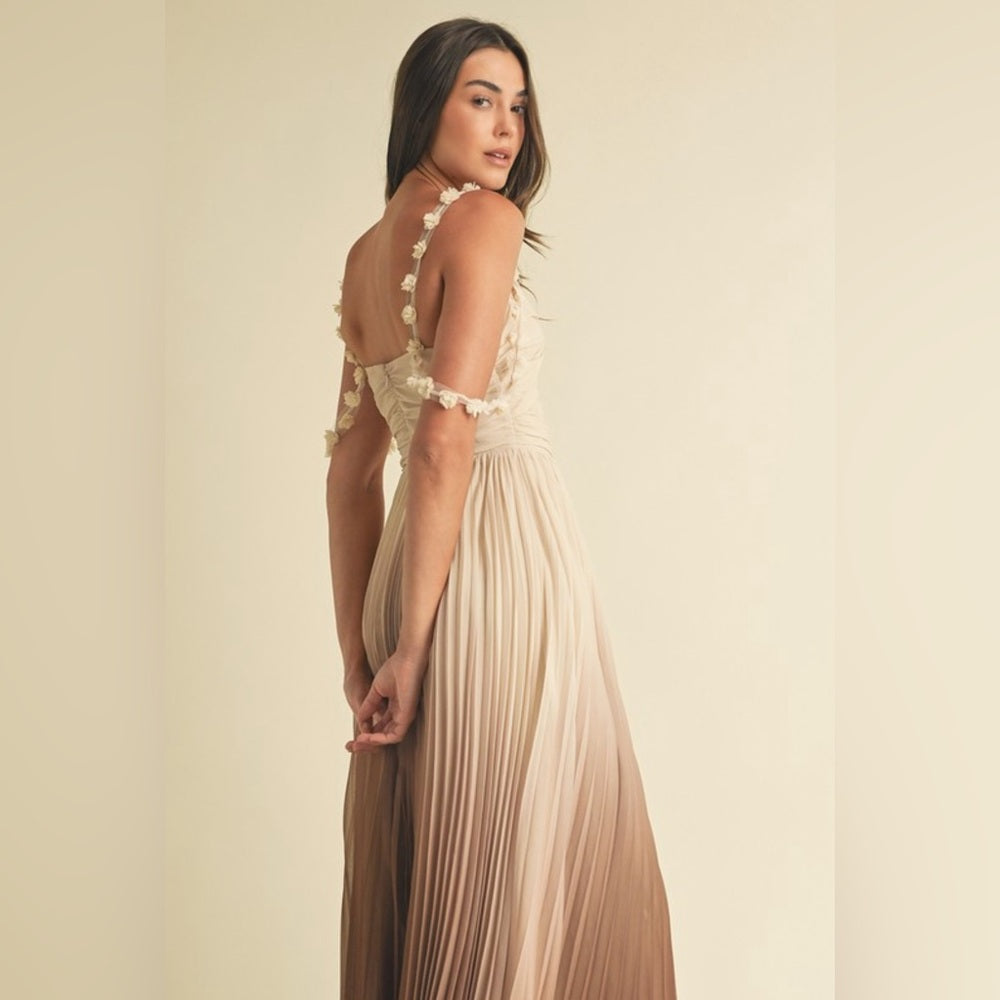 OMBRÉ PLEATED MAXI DRESS