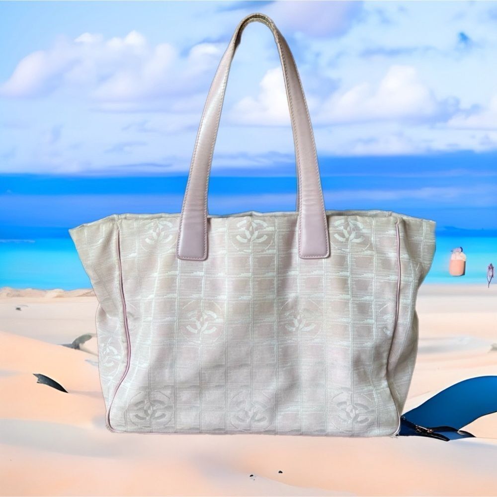 AUTH CHANEL PINK CLOTH TOTE BAG