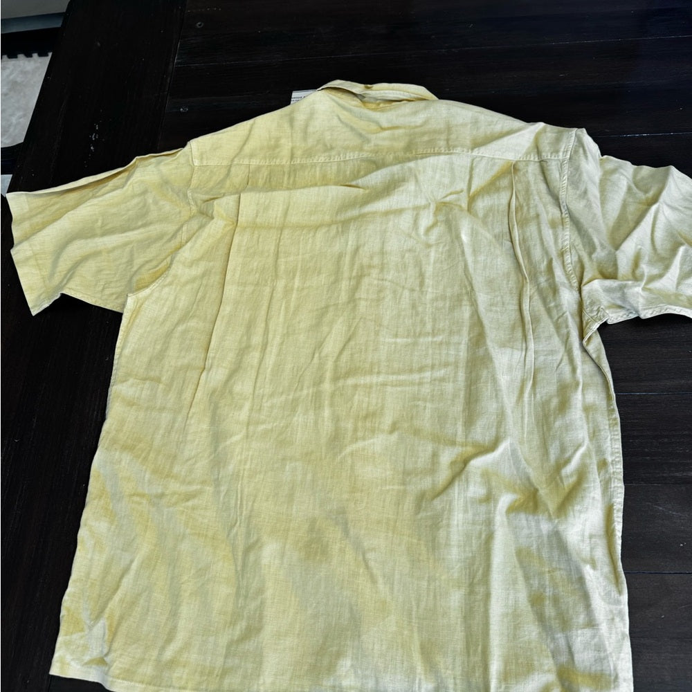 Men's 100% Linen Yellow Shirt