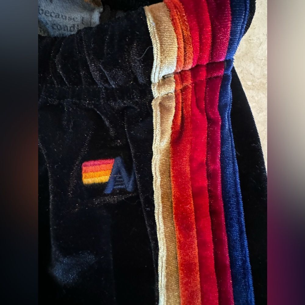 AVIATOR NATION black velvet 5 stripe XS