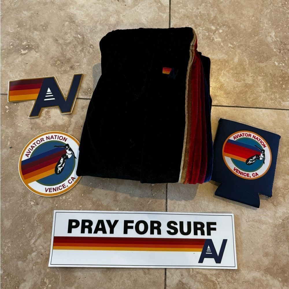 AVIATOR NATION black velvet 5 stripe XS