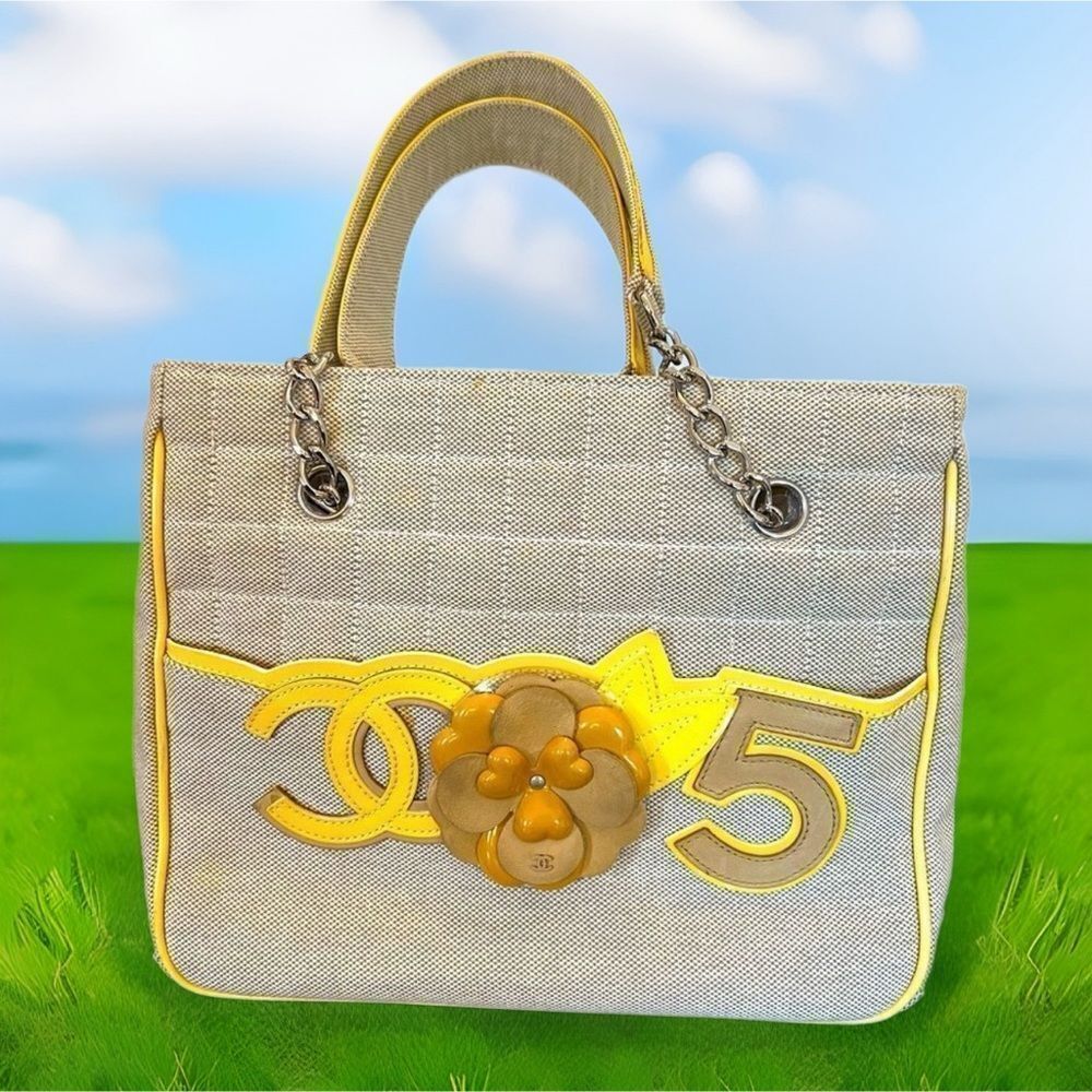 AUTH CHANEL VINTAGE CANVAS TOTE BAG