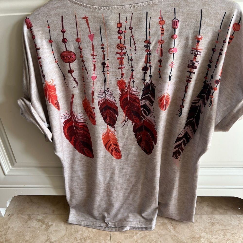 Boho feather tshirt in small
