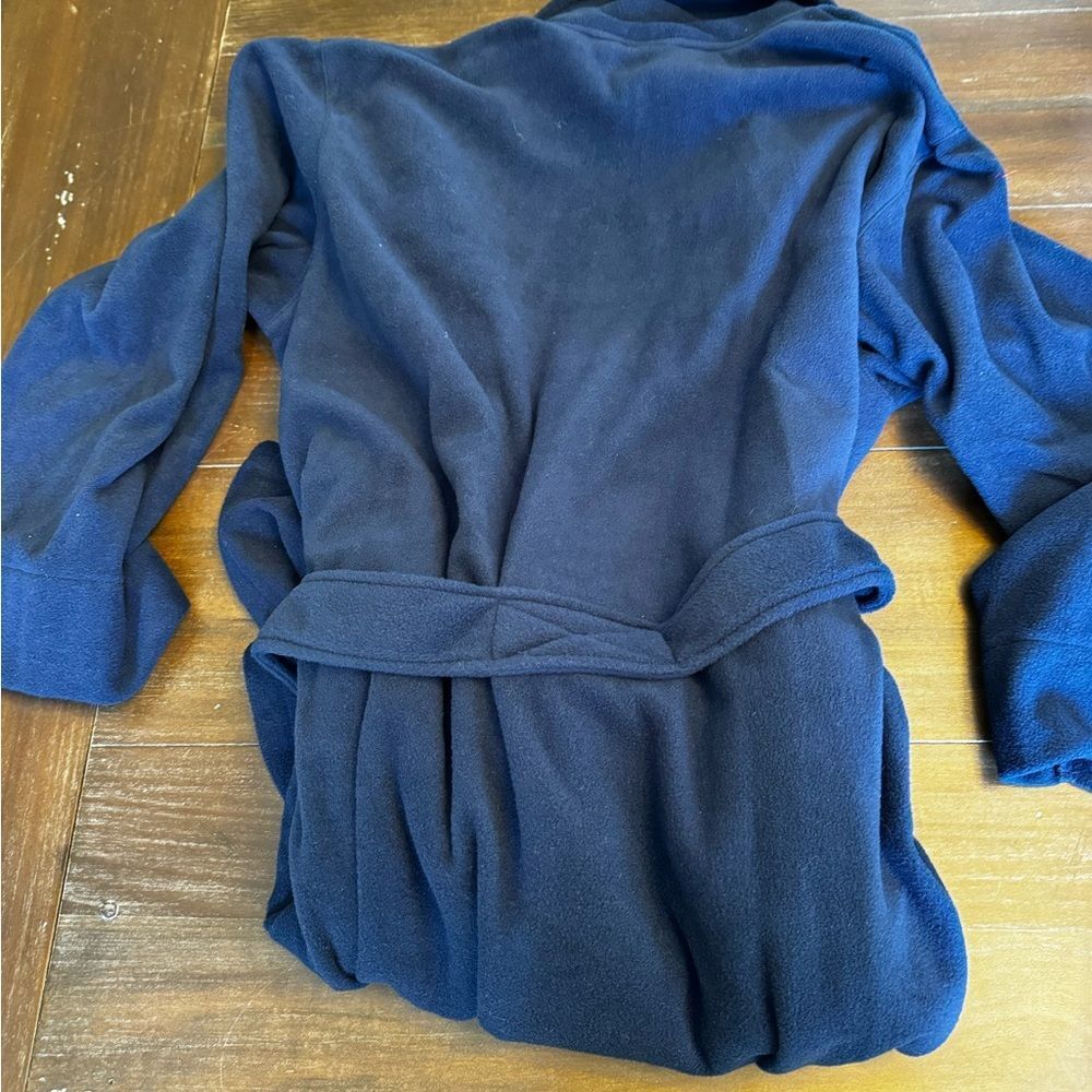 Navy Blue Wrap-Style V-Neck Jacket