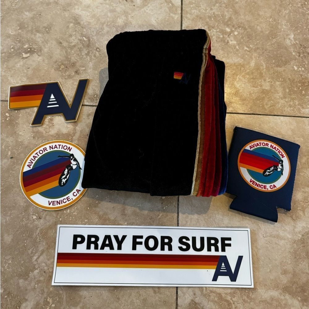 AVIATOR NATION black velvet 5 stripe XS
