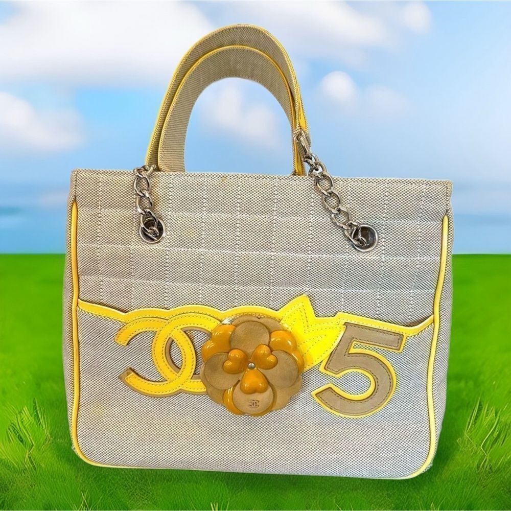 AUTH CHANEL VINTAGE CANVAS TOTE BAG