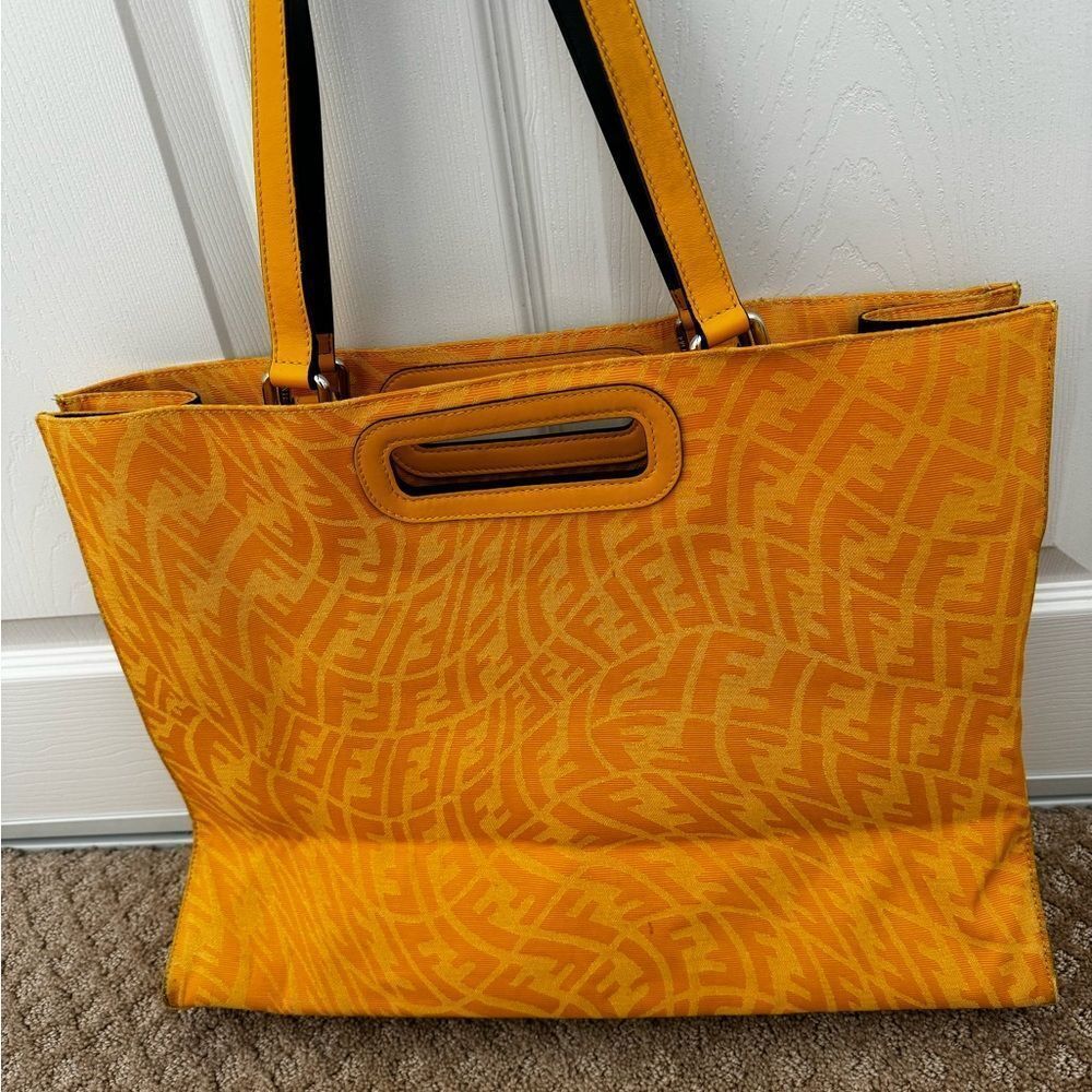AUTH YELLOW FENDI TOTE!!!