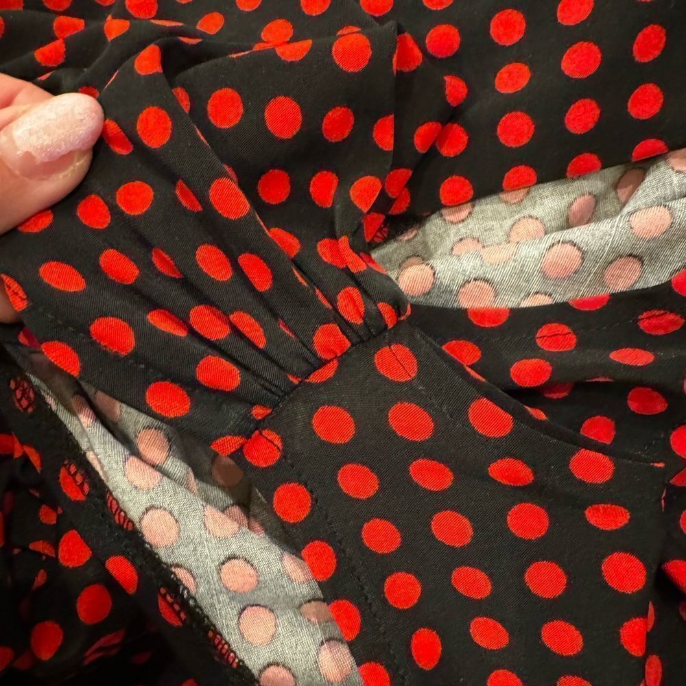 VERONICA M Red Polkadot Midi Dress XS