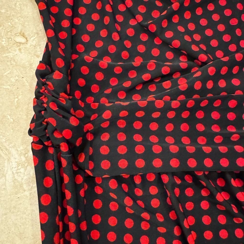 VERONICA M Red Polkadot Midi Dress XS
