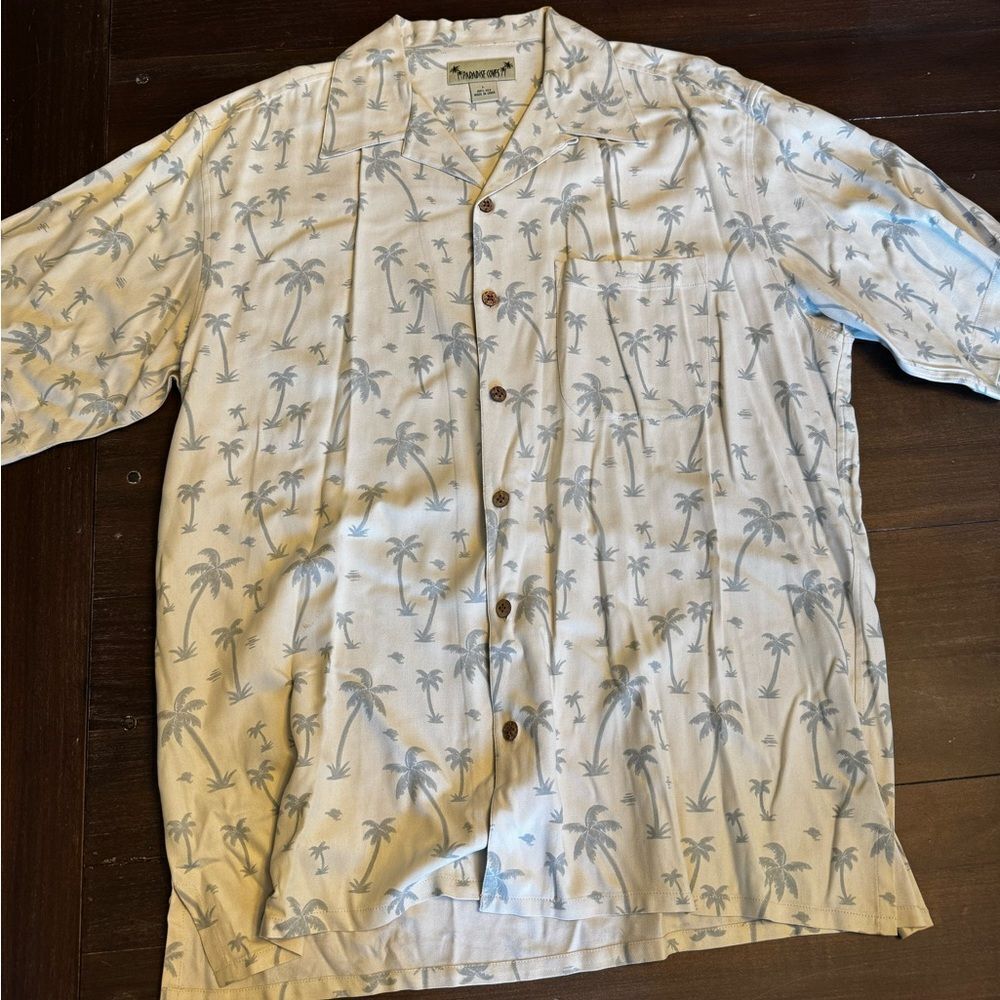 Paradise Coves Men's White Palm Tree Print Shirt