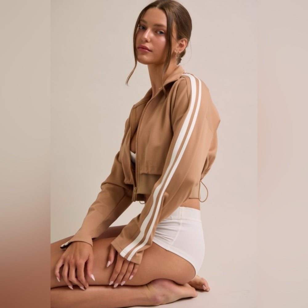 501. Jacket and Track Pant Suit Set- TAN