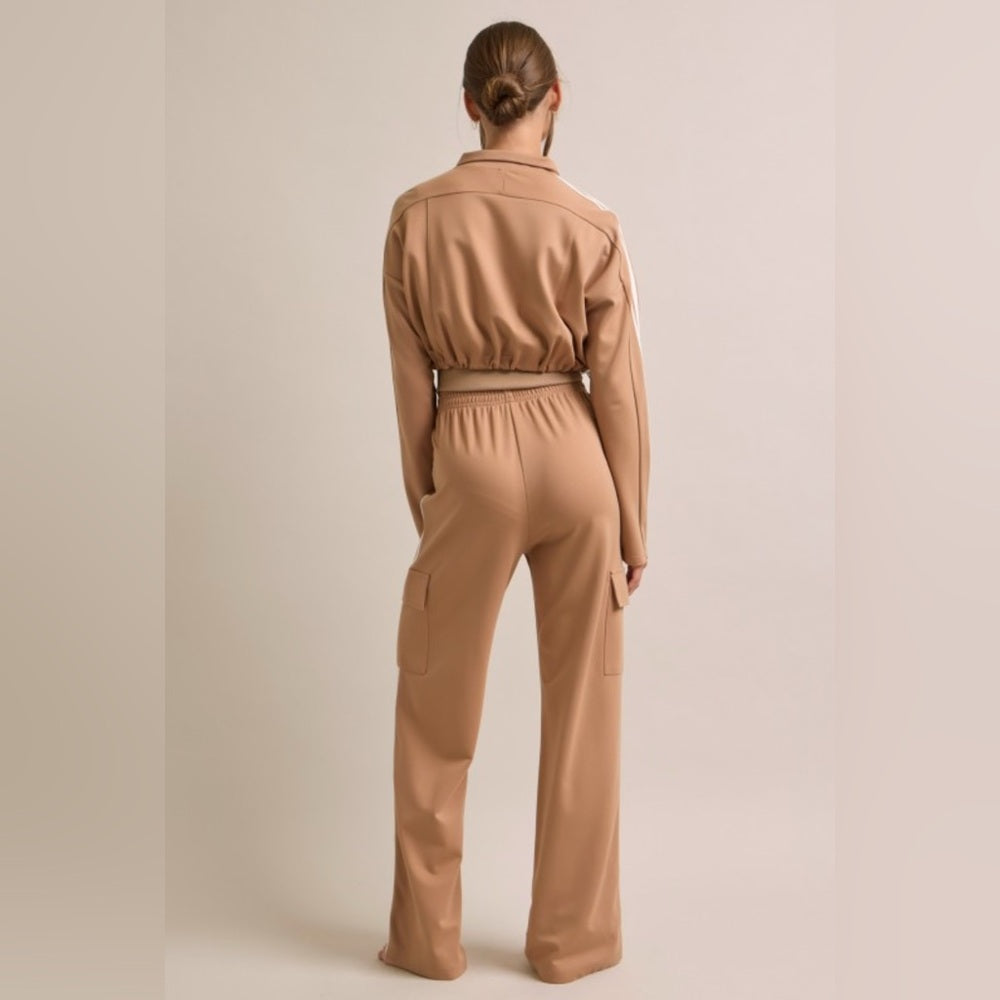501. Jacket and Track Pant Suit Set- TAN