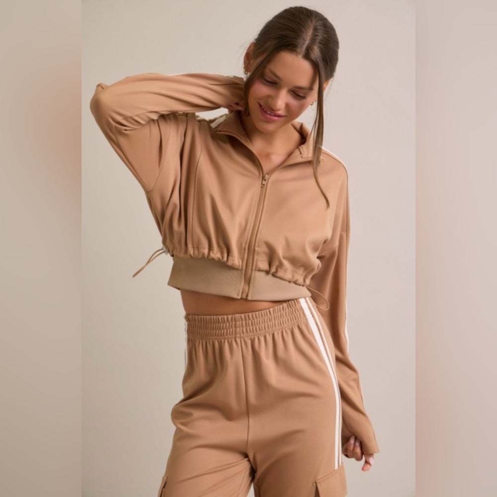 501. Jacket and Track Pant Suit Set- TAN