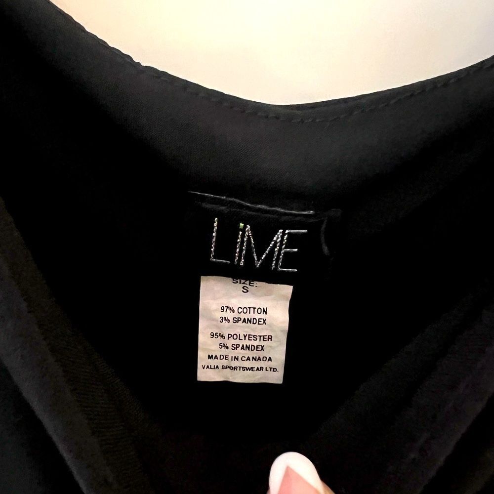 Belted black mini dress in small