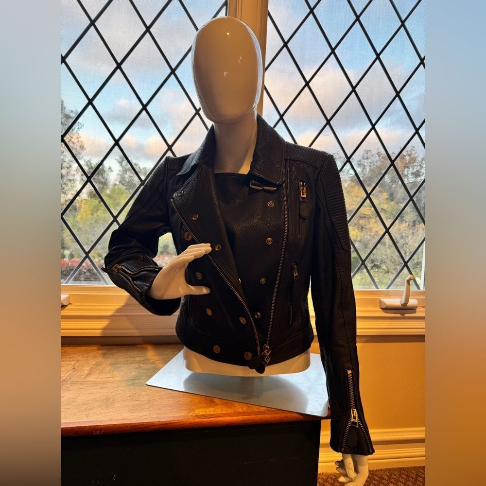 Burberry Black Leather Biker Jacket