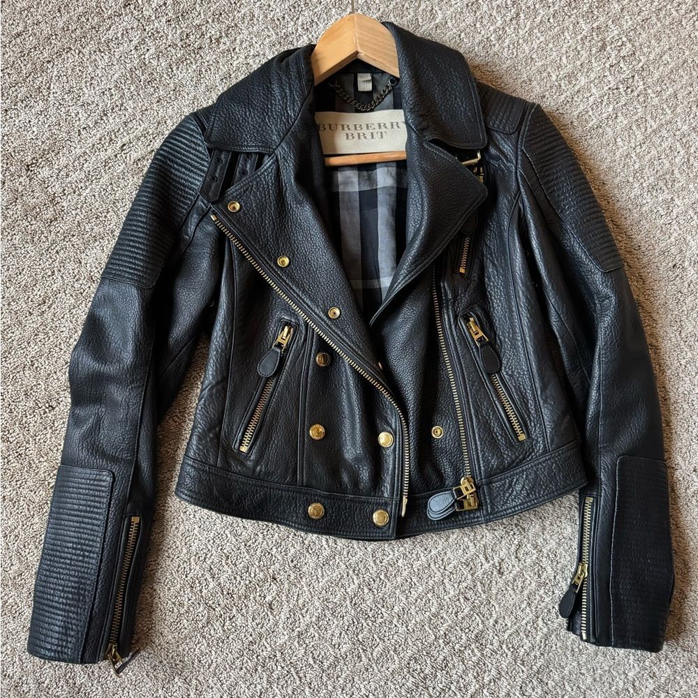 Burberry Black Leather Biker Jacket