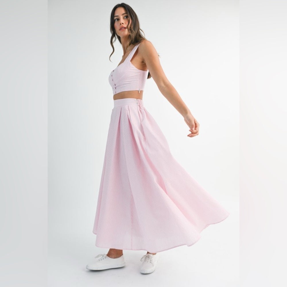 Elegant Pink Maxi Skirt Set